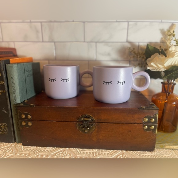 Indigo Matte Purple Cup of Calm Set of two Mugs Ceramic EUC - Picture 1 of 9